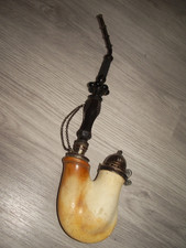 Biedermeier Tabakpfeife Maserholz Silber Pfeife rauchen Ulmer ????Kloben~