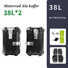2X Motorrad Alukoffer Aluminium Alloy Seitenkoffer 38 Liter+38L Schwarz 100% NEU
