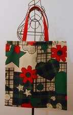 Stoffbeutel/Einkaufstasche "Sterne + Herzen auf Karos",  selbst genäht
