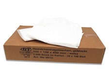 2000x Tragetaschen Plastiktüten Hemdchentragetasche 25+12 x 45 cm - weiße Beutel
