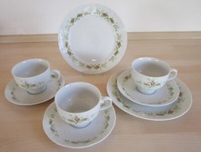 Mitterteich Bavaria Kaffeegeschirr - 8 Teile - ROSE - Wellenrand + Relief 