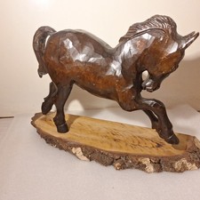 40cm Pferd handgeschnitzte Holzfigur Reiten Tier Skulptur Vintage Natur Deko