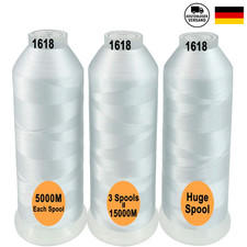 3er Set 5000M Spulen | Weiß Polyester Stickgarn | Für alle Stickmaschinen