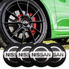 4x 56mm Für Nissan Emblem Felgendeckel Aufkleber Nabenkappen Stickers Schwarz