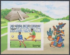 Briefmarken Fussball-WM 1986 - ELFENBEINKÜSTE - Block ungezähnt postfrisch