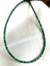 Malachit Kette - 925er Silber - 34 Karat - 50 cm - facettiert - Würfel - Grün