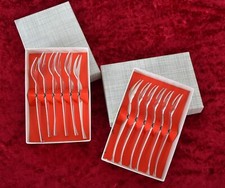 Partygabeln Kuchengabel Gabel 12er Set 70er Jahre mit Karton