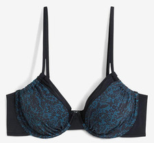 Neu Bügel Bikini Oberteil Gr. 80 Cup E Petrol Schwarz Bademode Schwimm-Bade-BH