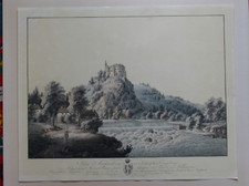 Wizani  Das Schloss Sachsenburg Kolorierte Umrißradierung um 1800-1810