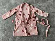 Primark +++ Flauschiger Bademantel mit Gürtel in Rosa mit Herzmotiv Gr. XS - 34