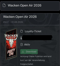 1x Loyalty Ticket WOA Wacken