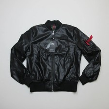 Alpha Industries MA-1 VF Vegan Leather Bomber Jacket Size L Black Neu mit Etikett Full Zip