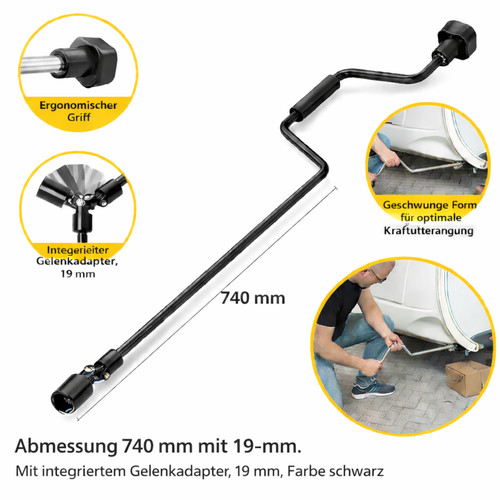 Handkurbel 740mm 19mm - , kurbel