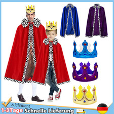 Adult/Kinder Königskostüm Königsrobe Und Krone Langer Umhang Mittelalterliches~