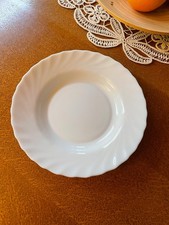 Suppenteller, Opalglas, arcopal Spain, weiß mit Wellenrand