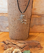 Halskette Kette mit Anhänger Hexe auf Besen (134)