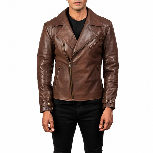 Herren braun leder - leder, jacke