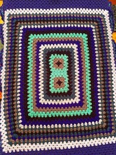 Wunderschöne Deko Häkeldecke/Plaid, Handarbeit, blau, türkis Töne. ca 68 x 97 cm