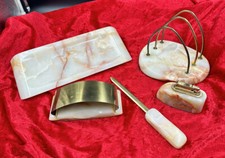 Briefset, Schreibtischgarnitur , Art Deco,5teile, Echt Onix Marmor , Brieföffner