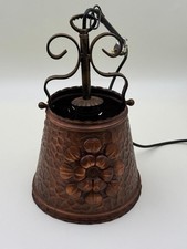 G25/ Theken Lampe Kupfer Patina Blumen Muster Rustikal Pendelleuchte Vintage