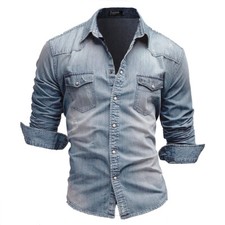 Herren Hemd Jeanshemd Denim