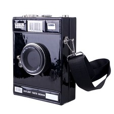 Handtasche im alte Kamera Style | 30er Retro Clutch | 17x13cm | Schwarz, Silber