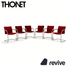 6er Thonet S78/S79 Stoff Holz Stuhl Rot Freischwinger
