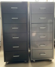 2 IKEA - Schubladenelemente -‚Helmer' auf Rollen mit je 6 Schubladen