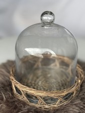 CLAYRE & EEF Glasglocke Glas Abdeckglocke + Glastablett + Korb  Landhausstil