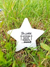 Kleiner Stern aus Beton mit Schriftzug Grabschmuck Trauer Gedenken Gedenkstein