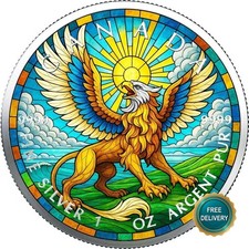2025 1OZ Silber Kanada Buntglas Griffin coloriert Farbe Zertifikat NUR 100 #33
