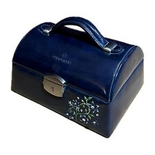 Windrose Schmuck Koffer mit Schlüssel Retro Look Blau Aufbewahrung rar Dose