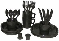Camping Outdoor Kunststoffgeschirr 26-teilig, oliv Teller Messer Gabel Schüssel