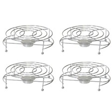 4x Stövchen Verchromt mit Teelichthalter Teewärmer Speisenwärmer Warmhalteplatte