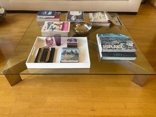 Stylisher Designer-Couchtisch – Chrom & Glas – 120 x 120 x 20 cm