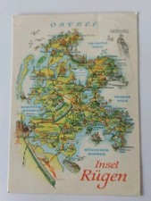 Insel  Rügen , Reliefkarte, Landkarte, DDR, Postkarte,  gelaufen 1980