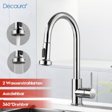 Decaura Wasserhahn Küche Ausziehbar Spültischarmatur Gebürstet/Schwarz/Chrom