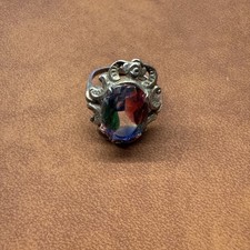 Antik Jugendstil Ring, Rheinkiesel, 835 Silber, Innendurchmesser 1,6 cm