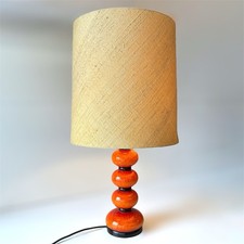 Vintage West Germany Bulb Fat Lava Table Lamp Mid Century Modern Orange