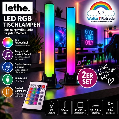 Lethe rgb led tischlampen - lethe, 2er