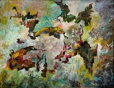 Ölgemälde Abstrakte Komposition signiert und datiert 1968 Rahmen