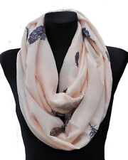 XXL Cotton Loop-Schal Loopschal Halstuch Tuch Schlauchschal  Blätter Feder