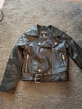 Mädchen Kunstleder Jacke Schwarz 134