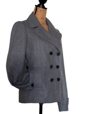 TOMMY HILFIGER Trenchjacke Cabanjacke Zweireiher Wollmix grau Gr.M wie neu