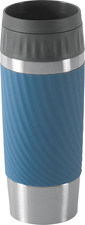Emsa Travel Mug Easy Twist Isolierbecher Edelstahl 18/10 Silikon Aquablau 360 ml