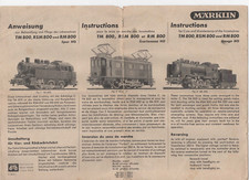 Anleitung Anweisung für die TM 800, RSM  800  und RM 800 Märklin H0  von 1951
