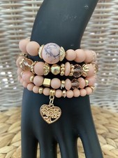 Armband Set 4tlg Perlen Boho Ibiza Style Modeschmuck Perlenband  Stretcharmband