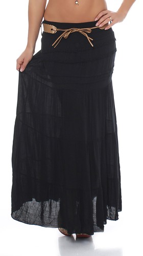Damen maxirock mit - maxirock, gürtel