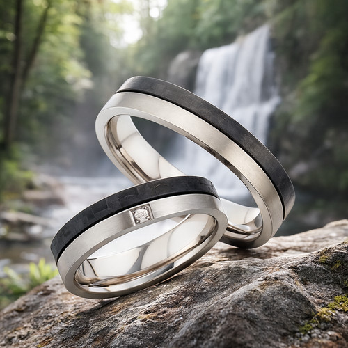 Trauringe titan carbon - trauringe, diamant