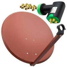 PremiumX Satelliten Anlage 100cm SAT Antenne ALU Rot Schüssel Spiegel Quad LNB